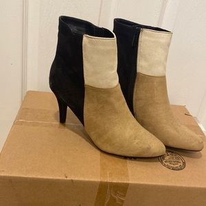 Brown, tan and black ankle bootie - size 8